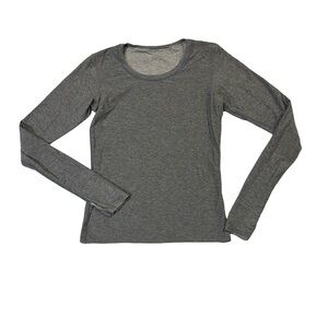 Lululemon women’s 4 heather gray reversible crewneck long sleeve shirt EUC